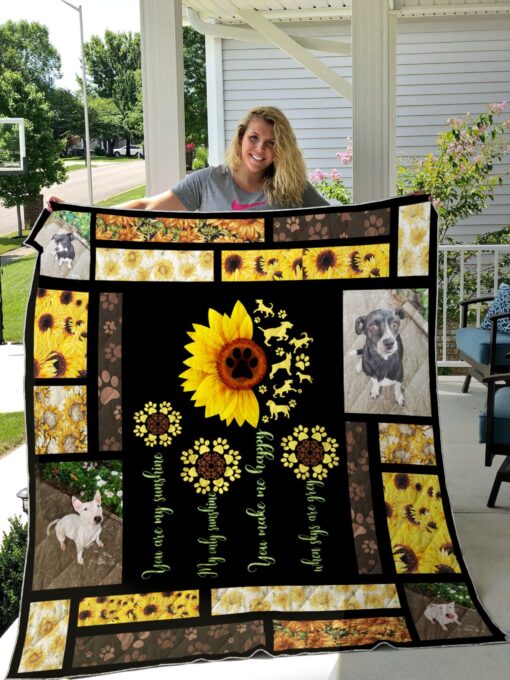 Buy Sunflower And Dogs Quilt Blanket & Quilt Bedding Set Great Customized Gifts For Birthday Christmas Thanksgiving Perfect Gifts For Sunflower Lover