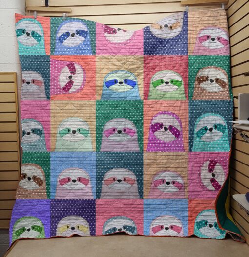 Buy The Colorful Sloth Quilt Blanket & Quilt Bedding Set Great Customized Blanket Gifts For Birthday Christmas Thanksgiving