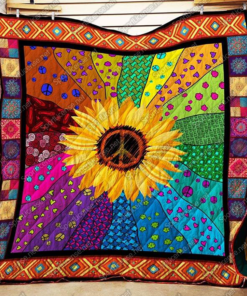 Buy Sunflower Hippie Colorful Quilt Blanket & Quilt Bedding Set Great Customized Gifts For Birthday Christmas Thanksgiving Perfect Gifts For Sunflower Lover