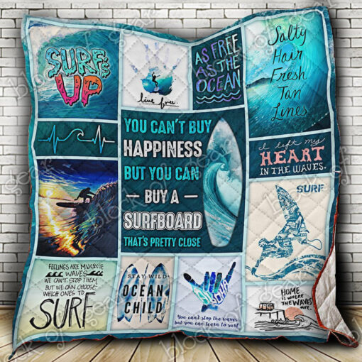 Buy Surfing You Can'T Buy Happiness But You Can Buy A Surfboard That'S Pretty Close Quilt Blanket & Quilt Bedding Set Great Customized Blanket Gifts For Birthday Christmas Thanksgiving