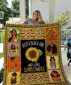 Buy Sunflowers Just A Black Girl Who Loves Sunflowers Quilt Blanket & Quilt Bedding Set Great Customized Gifts For Birthday Christmas Thanksgiving Perfect Gifts For Sunflower Lover