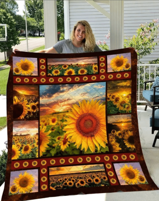 Buy Sunset Sunflowers Quilt Blanket & Quilt Bedding Set