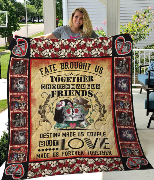 Buy Sugar Skull Fate Brought Us Together Quilt Blanket & Quilt Bedding Set Great Customized Gifts For Birthday Christmas Thanksgiving Perfect Gifts For Skull Lover