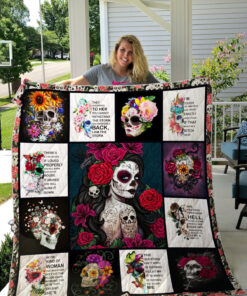 Buy Strong Women- Flowers And Skulls_ Quilt Blanket & Quilt Bedding Set