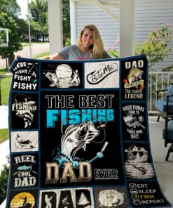 Buy The Best Fishing Dad Ever Bite Me Quilt Blanket & Quilt Bedding Set Great Customized Gifts For Birthday Christmas Thanksgiving Perfect Gifts For Fishing Lover