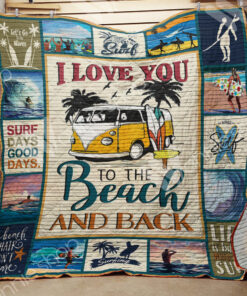 Buy Surfing Van I Love You To The Beach Quilt Blanket & Quilt Bedding Set Great Customized Gifts For Birthday Christmas Thanksgiving Perfect Gifts For Surfing Lover