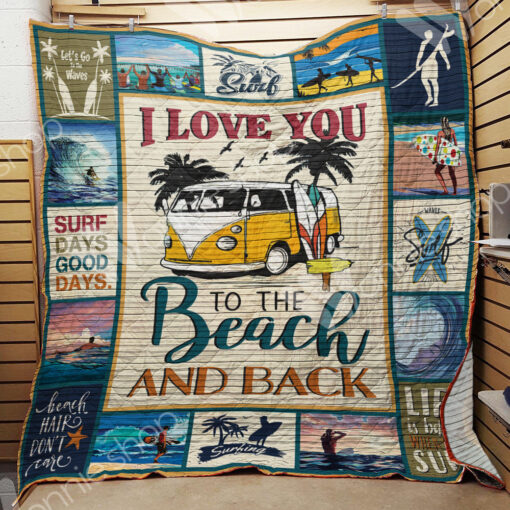 Buy Surfing Van I Love You To The Beach Quilt Blanket & Quilt Bedding Set Great Customized Gifts For Birthday Christmas Thanksgiving Perfect Gifts For Surfing Lover