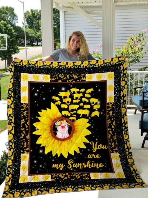 Buy Sunflower Pig You Are My Sunshine Quilt Blanket & Quilt Bedding Set Great Customized Blanket Gifts For Birthday Christmas Thanksgiving