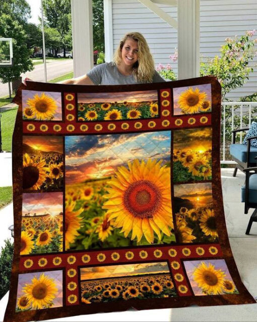 Buy Sunflower Field Quilt Blanket & Quilt Bedding Set Great Customized Gifts For Birthday Christmas Thanksgiving Perfect Gifts For Sunflower Lover