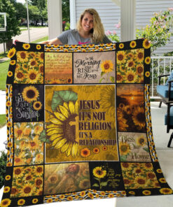 Buy Sunflower Jesus Is Not Religion Quilt Blanket & Quilt Bedding Set Great Customized Gifts For Birthday Christmas Thanksgiving Perfect Gifts For Sunflower Lover