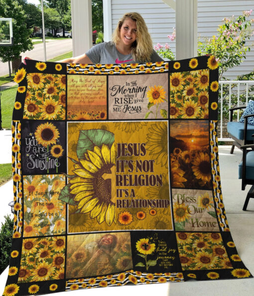 Buy Sunflower Jesus Is Not Religion Quilt Blanket & Quilt Bedding Set Great Customized Gifts For Birthday Christmas Thanksgiving Perfect Gifts For Sunflower Lover