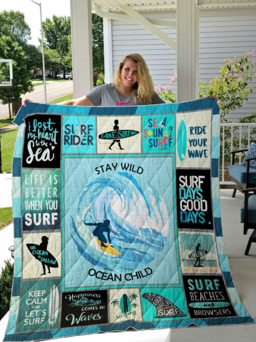 Buy Surfing Theme Stay Wild Ocean Child Quilt Blanket & Quilt Bedding Set Great Customized Blanket Gifts For Birthday Christmas Thanksgiving