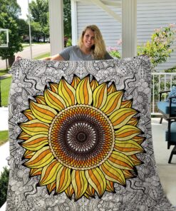 Buy Sunflower With Mandala Pattern Quilt Blanket & Quilt Bedding Set Great Customized Gifts For Birthday Christmas Thanksgiving Perfect Gifts For Sunflower Lover