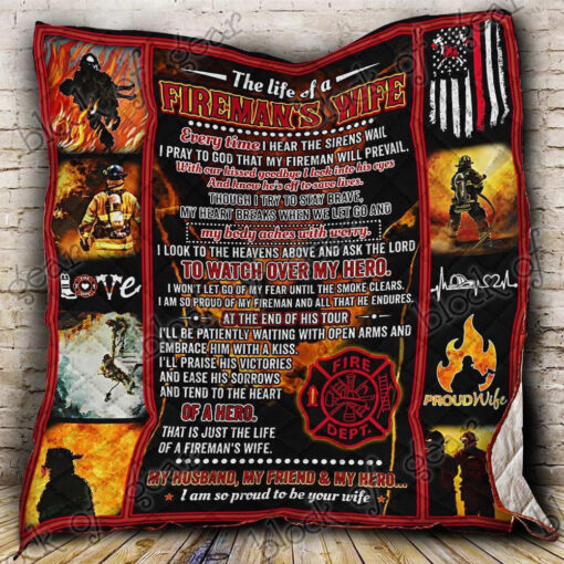 Buy The Life Of A Fireman'S Wife Quilt Blanket & Quilt Bedding Set Great Customized Blanket Gifts For Birthday Christmas Thanksgiving