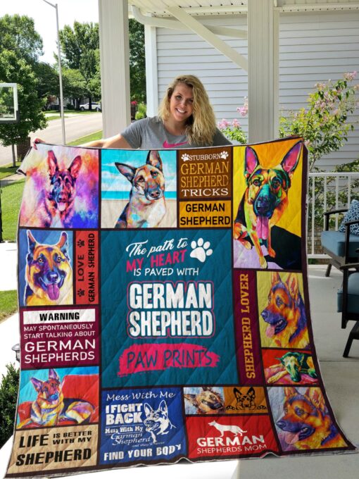 Buy The Path To My Heart Is Paved With German Shepherd Paw Prints Quilt Blanket & Quilt Bedding Set Great Customized Blanket Gifts For Birthday Christmas Thanksgiving