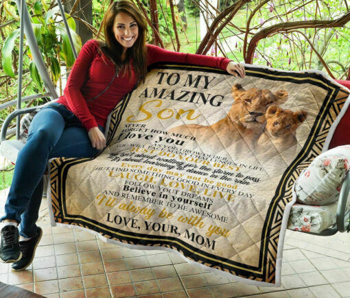 Buy To My Amazing Son - Love Mom Quilt Blanket & Quilt Bedding Set