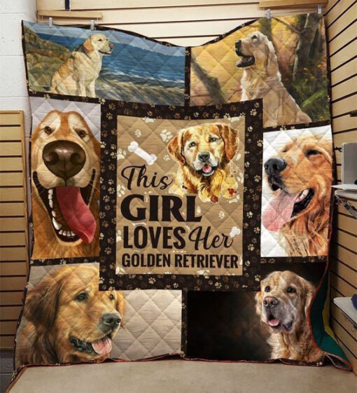 Buy This Girl Loves Her Golden Retriever Quilt Blanket & Quilt Bedding Set Great Customized Blanket Gifts For Birthday Christmas Thanksgiving