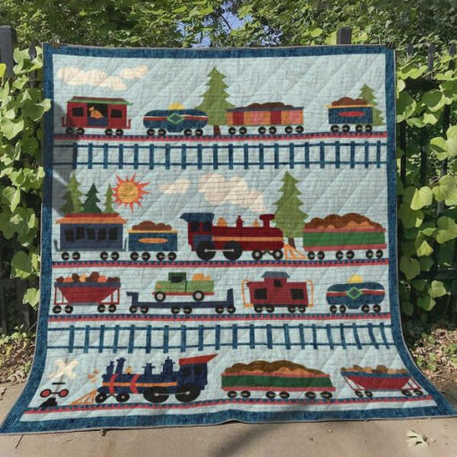 Buy Train On Railway Quilt Blanket & Quilt Bedding Set Great Customized Gifts For Birthday Christmas Thanksgiving Perfect Gifts For Train Lover