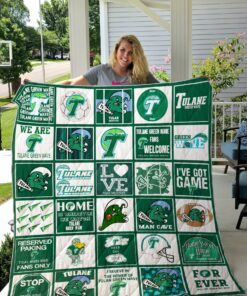 Buy Tulane Green Wave Quilt Blanket & Quilt Bedding Set Fan Made