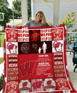 Buy Wisconsin Badgers  To My Son  Love Dad Quilt Blanket & Quilt Bedding Set