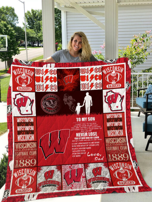 Buy Wisconsin Badgers  To My Son  Love Dad Quilt Blanket & Quilt Bedding Set