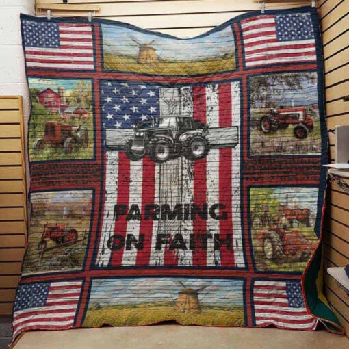 Buy Tractor Farming On Faith Quilt Blanket & Quilt Bedding Set Great Customized Blanket Gifts For Birthday Christmas Thanksgiving