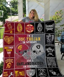 Buy Usc Trojans &Amp;Amp; Las Vegas Raiders Quilt Blanket & Quilt Bedding Set