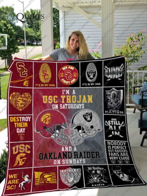 Buy Usc Trojans &Amp;Amp; Las Vegas Raiders Quilt Blanket & Quilt Bedding Set