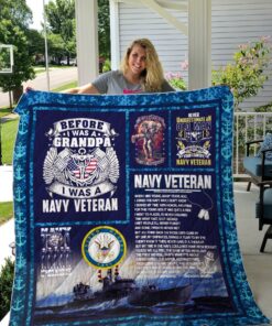 Buy Us Navy Veteran Before I Was A Grandpa I Was A Navy Veteran Quilt Blanket & Quilt Bedding Set Great Customized Gifts For Birthday Christmas Thanksgiving Perfect Gifts For Navy Veteran