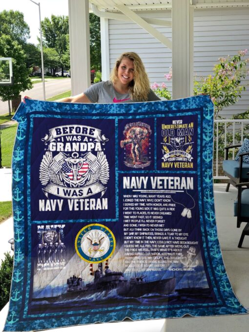 Buy Us Navy Veteran Before I Was A Grandpa I Was A Navy Veteran Quilt Blanket & Quilt Bedding Set Great Customized Gifts For Birthday Christmas Thanksgiving Perfect Gifts For Navy Veteran