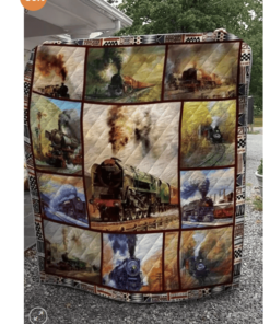 Buy Train Painting Quilt Blanket & Quilt Bedding Set Great Customized Gifts For Birthday Christmas Thanksgiving Perfect Gifts For Train Lover