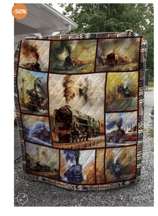 Buy Train Painting Quilt Blanket & Quilt Bedding Set Great Customized Gifts For Birthday Christmas Thanksgiving Perfect Gifts For Train Lover