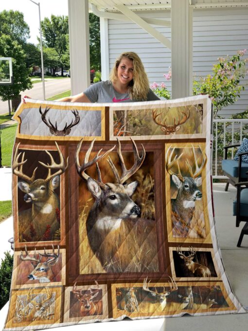 Buy Whitetail Deer In Forest Quilt Blanket & Quilt Bedding Set Great Customized Gifts For Birthday Christmas Thanksgiving Perfect Gifts For Deer Lover