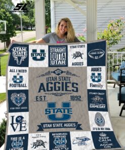 Buy Utah State Aggies Quilt Blanket & Quilt Bedding Set 01