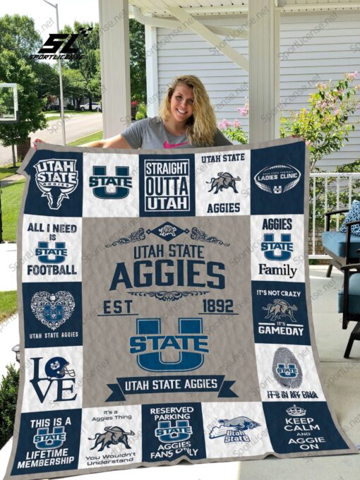 Buy Utah State Aggies Quilt Blanket & Quilt Bedding Set 01