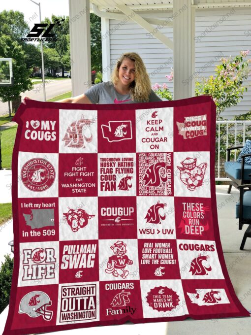 Buy Washington State Cougars Quilt Blanket & Quilt Bedding Set 02