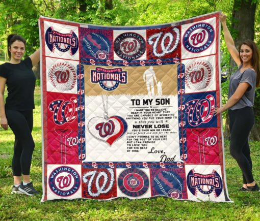 Buy Washington Nationals Family  To My Son Quilt Blanket & Quilt Bedding Set