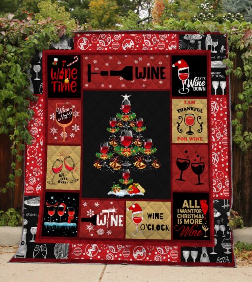 Buy Wine All I Want For Christmas Is More Wine Quilt Blanket & Quilt Bedding Set Great Customized Gifts For Birthday Christmas Thanksgiving Perfect Gifts For Wine Lover