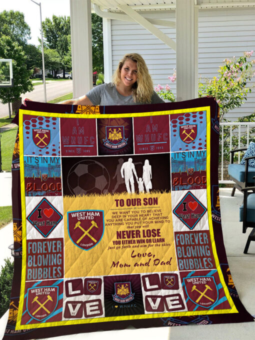 Buy West Ham United F.C  To Our Son  Love Mom And Dad Quilt Blanket & Quilt Bedding Set