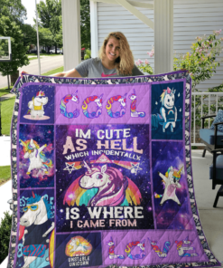 Buy Unicorn I'M Cute As Hell Quilt Blanket & Quilt Bedding Set Great Customized Gifts For Birthday Christmas Thanksgiving Perfect Gifts For Unicorn Lover