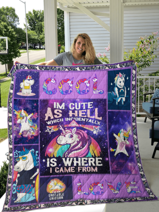 Buy Unicorn I'M Cute As Hell Quilt Blanket & Quilt Bedding Set Great Customized Gifts For Birthday Christmas Thanksgiving Perfect Gifts For Unicorn Lover