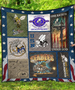 Buy Us Navy Seabees One Nation Under God Quilt Blanket & Quilt Bedding Set Great Customized Blanket Gifts For Birthday Christmas Thanksgiving