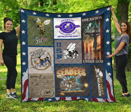 Buy Us Navy Seabees One Nation Under God Quilt Blanket & Quilt Bedding Set Great Customized Blanket Gifts For Birthday Christmas Thanksgiving