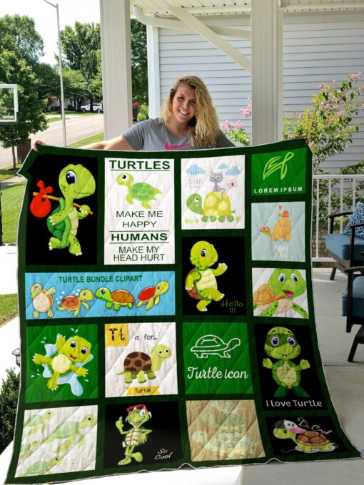 Buy Turtles Make Me Happy Humans Make My Head Hurt Quilt Blanket & Quilt Bedding Set Great Customized Blanket Gifts For Birthday Christmas Thanksgiving