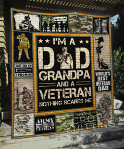 Buy Veteran Dad Grandpa Nothing Scares Me Quilt Blanket & Quilt Bedding Set Great Customized Gifts For Birthday Christmas Thanksgiving Father'S Day Perfect Gifts For Veteran Lover