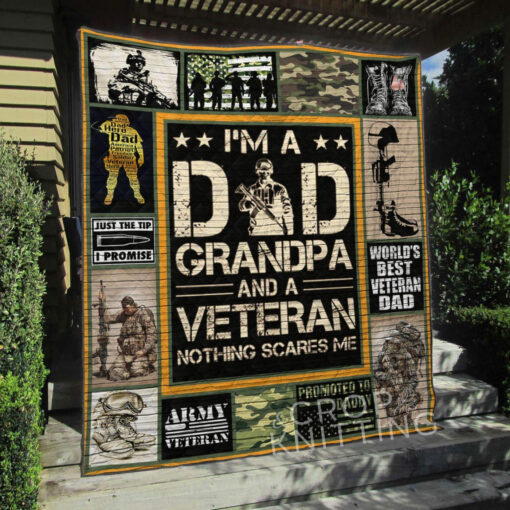 Buy Veteran Dad Grandpa Nothing Scares Me Quilt Blanket & Quilt Bedding Set Great Customized Gifts For Birthday Christmas Thanksgiving Father'S Day Perfect Gifts For Veteran Lover