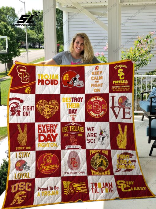 Buy Usc Trojans Quilt Blanket & Quilt Bedding Set 02