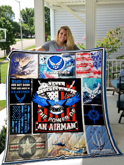 Buy Us Air Force Never Underestimate The Power Of An Airman Quilt Blanket & Quilt Bedding Set Great Customized Gifts For Birthday Christmas Thanksgiving Perfect Gifts For Us Air Force