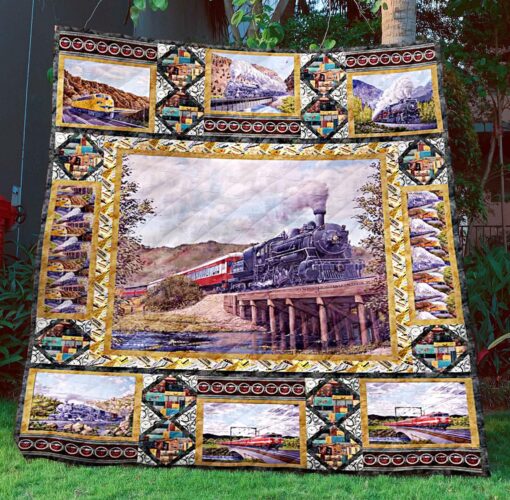 Buy Train Quilt Blanket & Quilt Bedding Set Great Customized Gifts For Birthday Christmas Thanksgiving Perfect Gifts For Train Lover