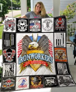 Buy Union Ironworkers Quilt Blanket & Quilt Bedding Set Great Customized Gifts For Birthday Christmas Thanksgiving Perfect Gifts For Ironworker